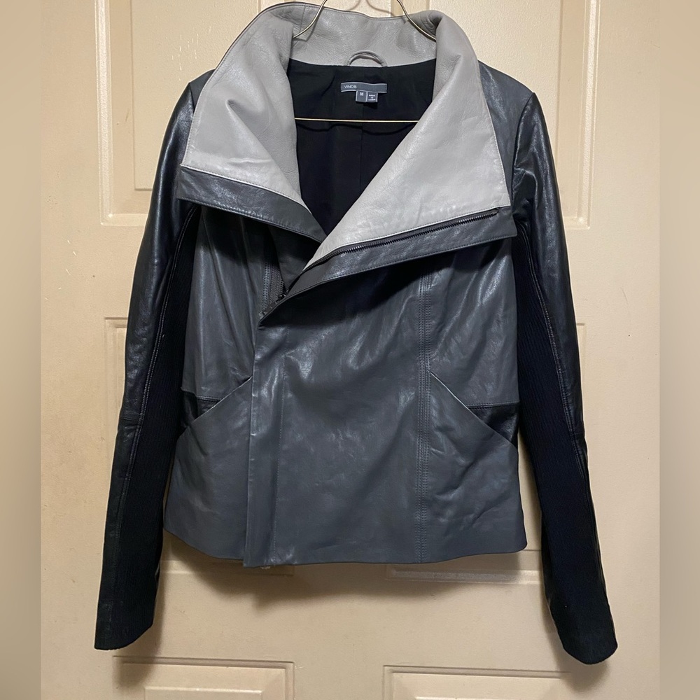 NWOT Vince Women’s Grey Lamb Leather Jacket